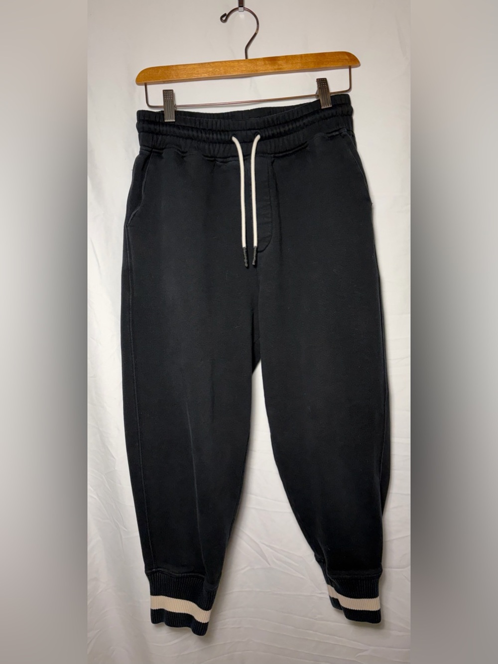 Drôle De Monsieur Drawstring Track Pants Black Size S Cream Stripe Cuffs